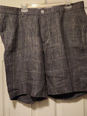Miller brothers men's gray 100%linen dress shorts flat front  size: 38